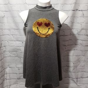 LOL Vintage sequin emoji tank
